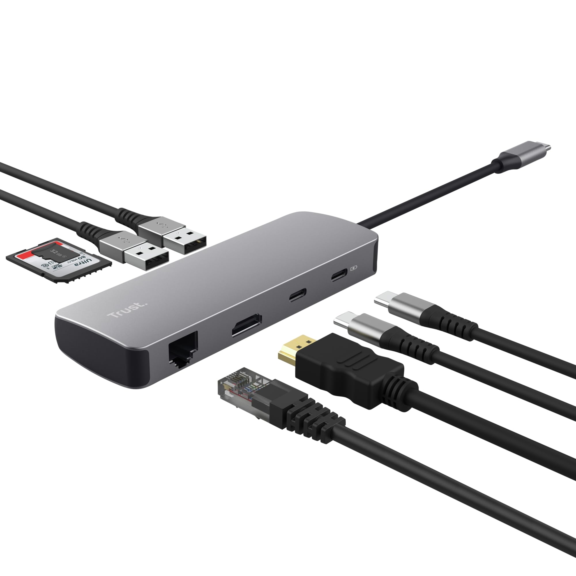 trust-vylor-hub-usb-c-8-en-1-aluminium-hdmi-4k-60hz-ethernet-gigabit-lecteur-sd- image 1