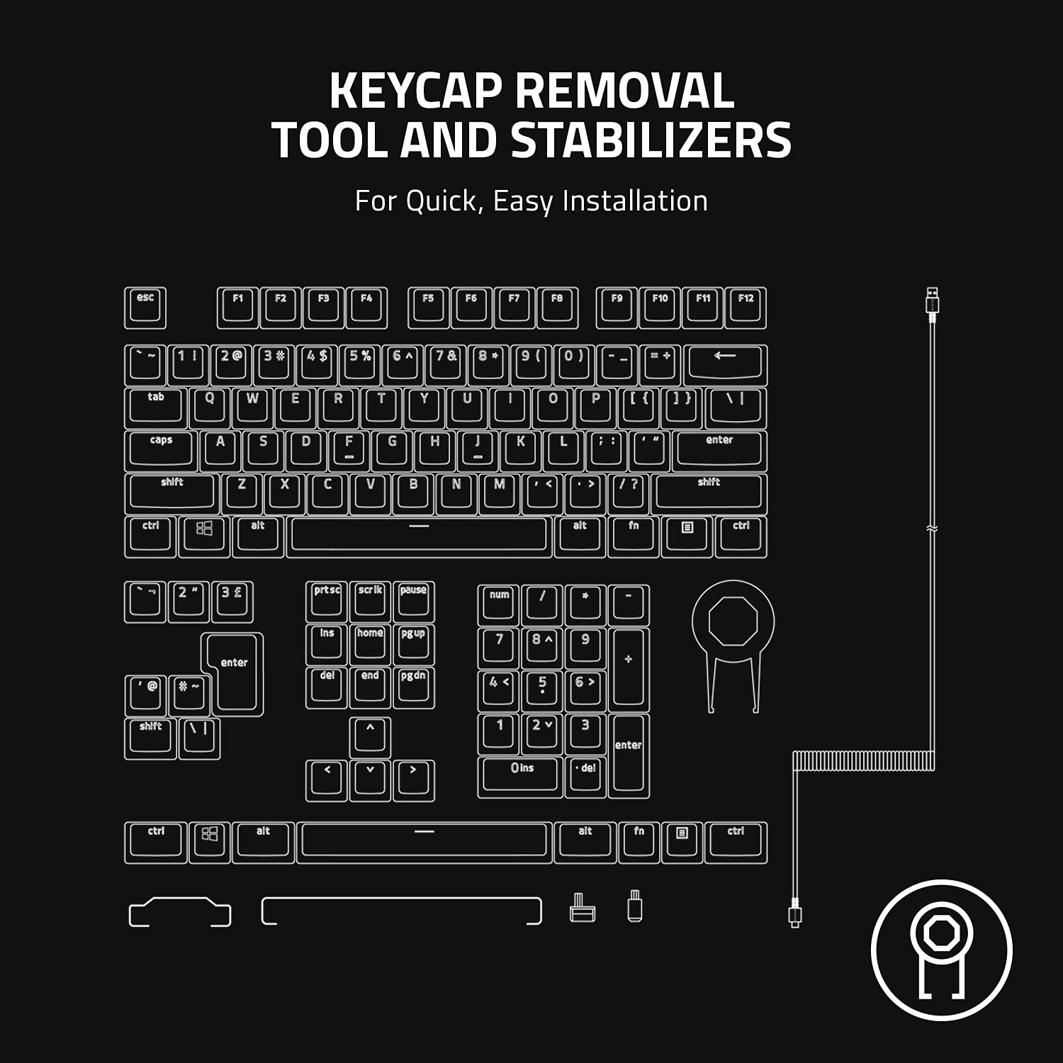 razer-pbt-keycap-upgrade-set-c-ble-spiralis-120-touches-pbt-doubleshot-c-ble-usb image 7