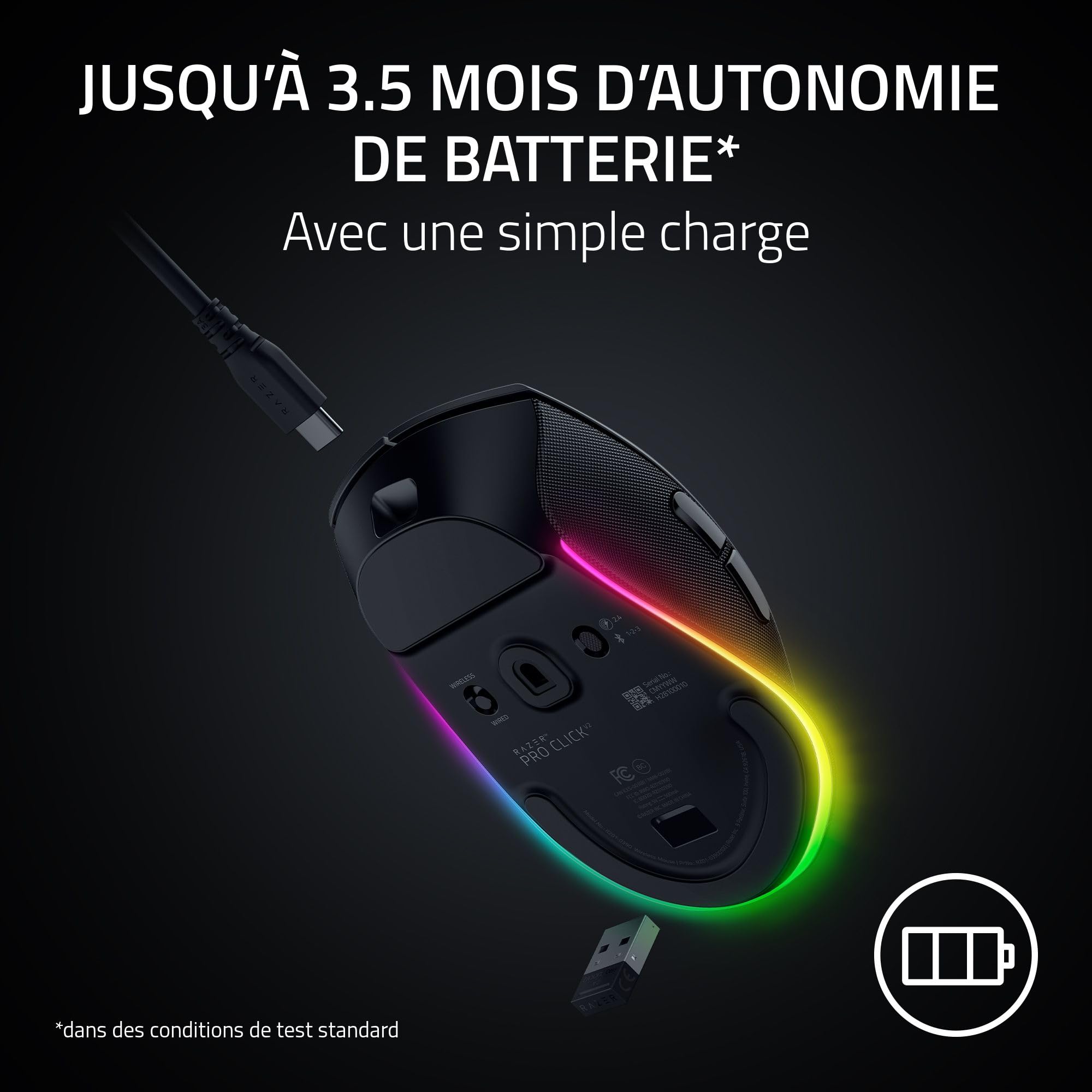 razer-pro-click-v2-souris-ergonomique-sans-fil-capteur-focus-pro-30k-ia-prompt-m image 4