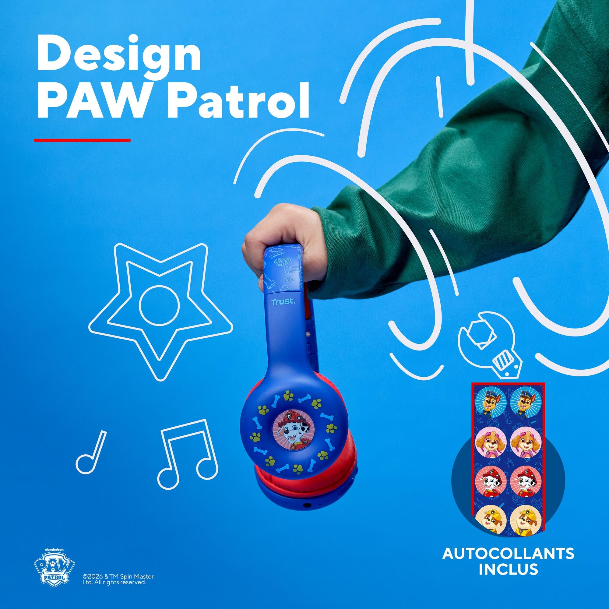 trust-pat-patrouille-casque-bluetooth-sans-fil-pour-enfant-4-10-ans-bleu-limiteu image 4