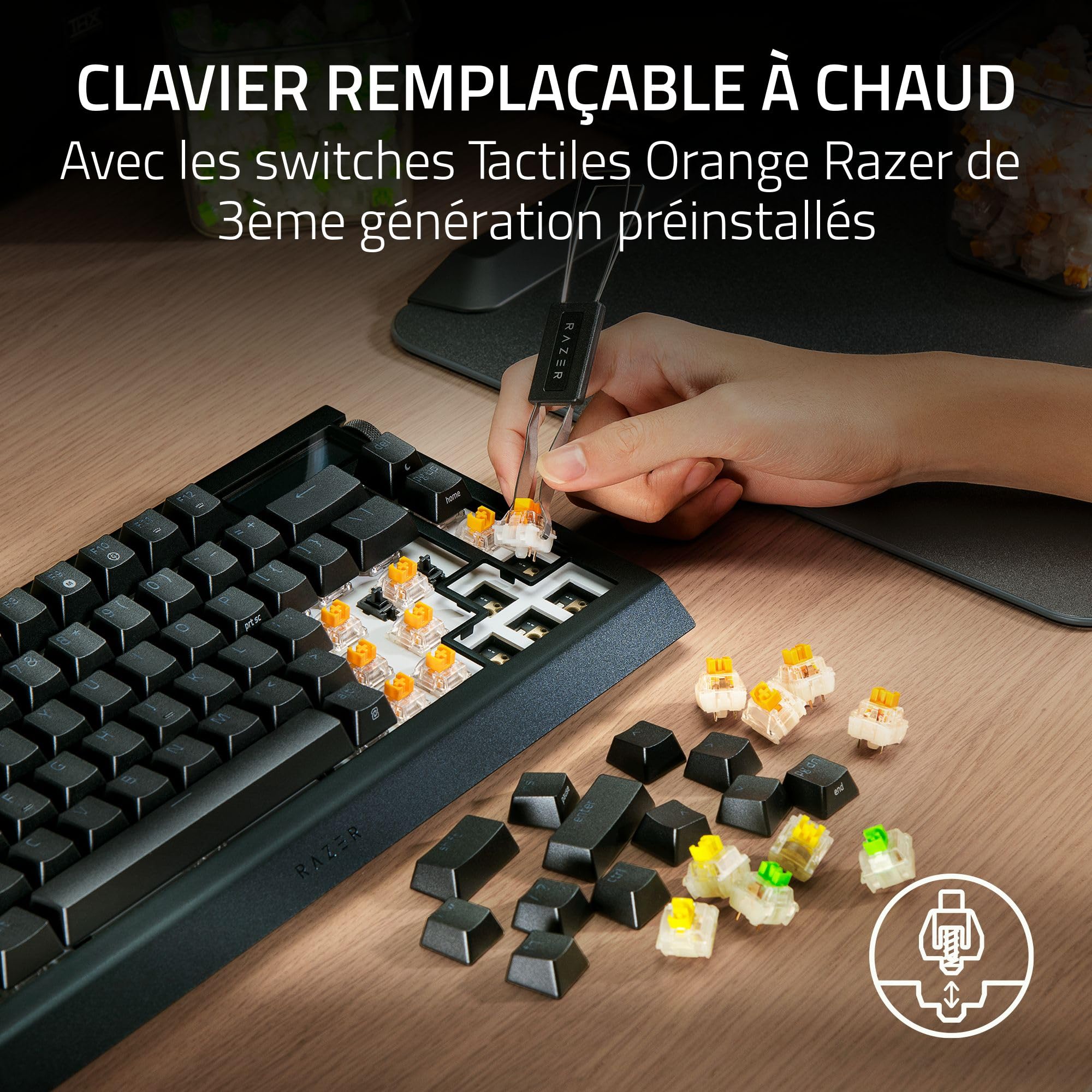 razer-blackwidow-v4-pro-75-clavier-gaming-sans-fil-hot-swap-avec-cran-oled-comma image 5
