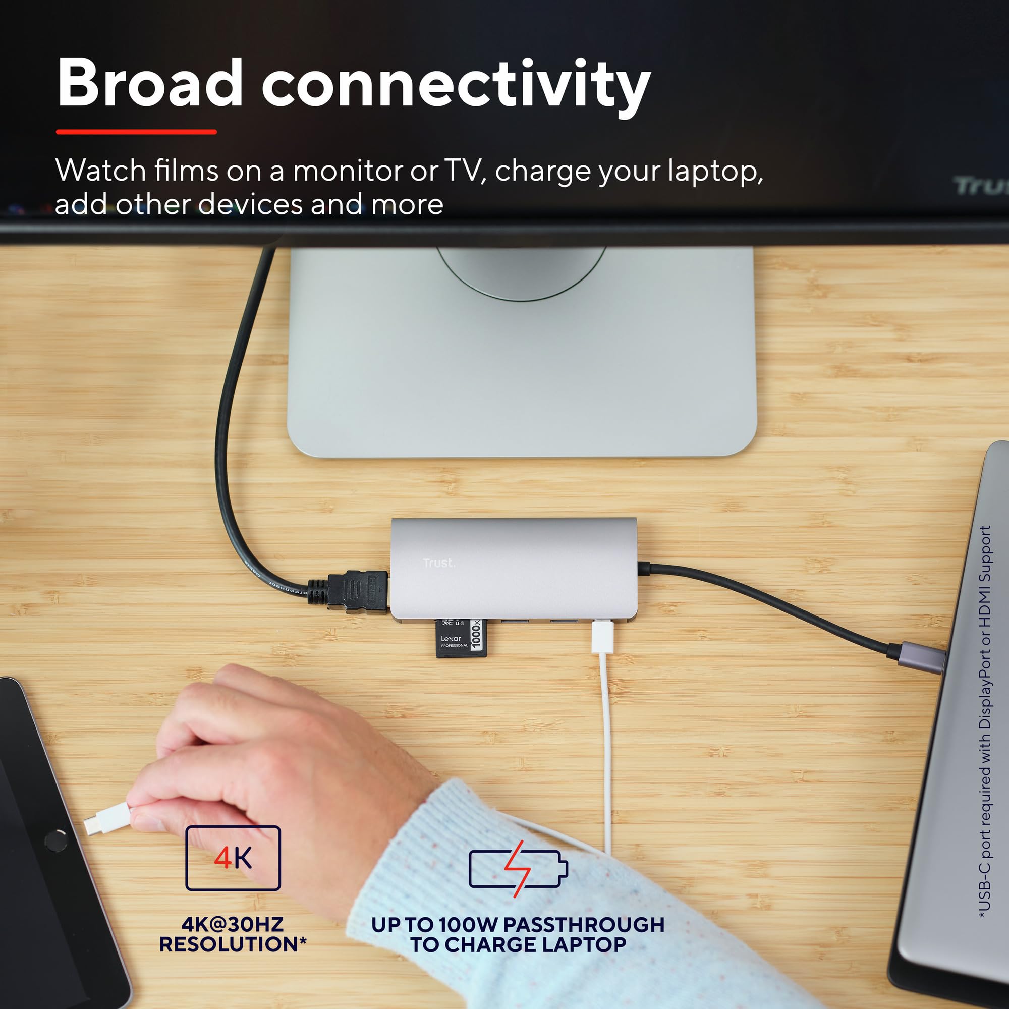 trust-dalyx-adaptateur-usb-c-multiports-7-en-1-en-aluminium-avec-hdmi-4k-2x-usb- image 3
