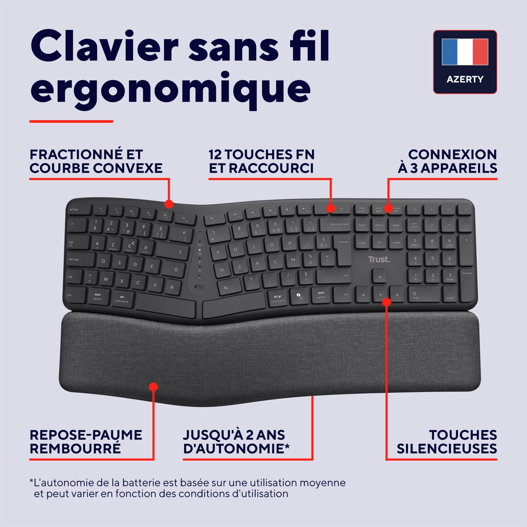 trust-arvia-clavier-ergonomique-sans-fil-azerty-fran-ais-silencieux-bluetooth-2- image 2