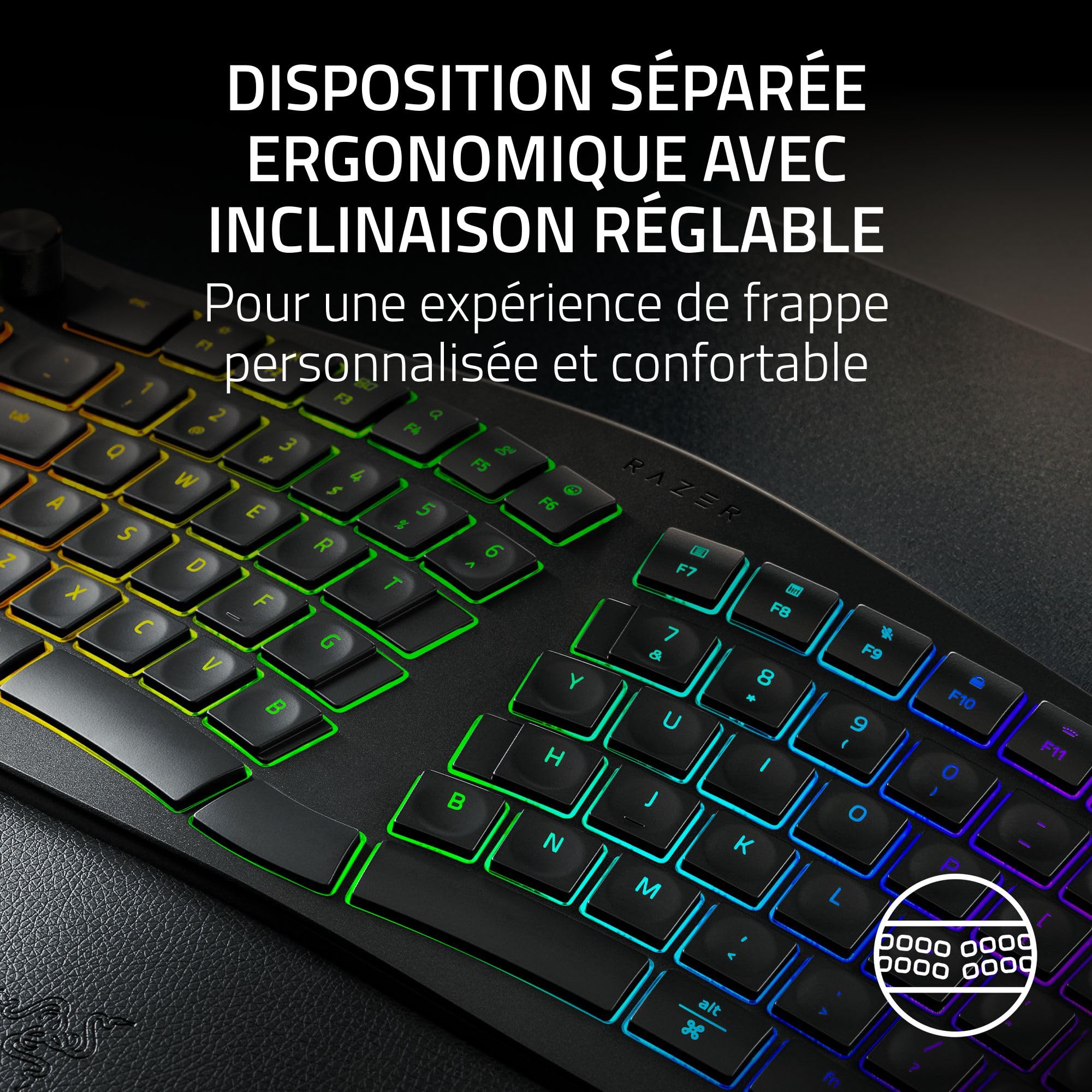 razer-pro-type-ergo-clavier-ergonomique-sans-fil-rgb-disposition-s-par-e-ai-prom image 2