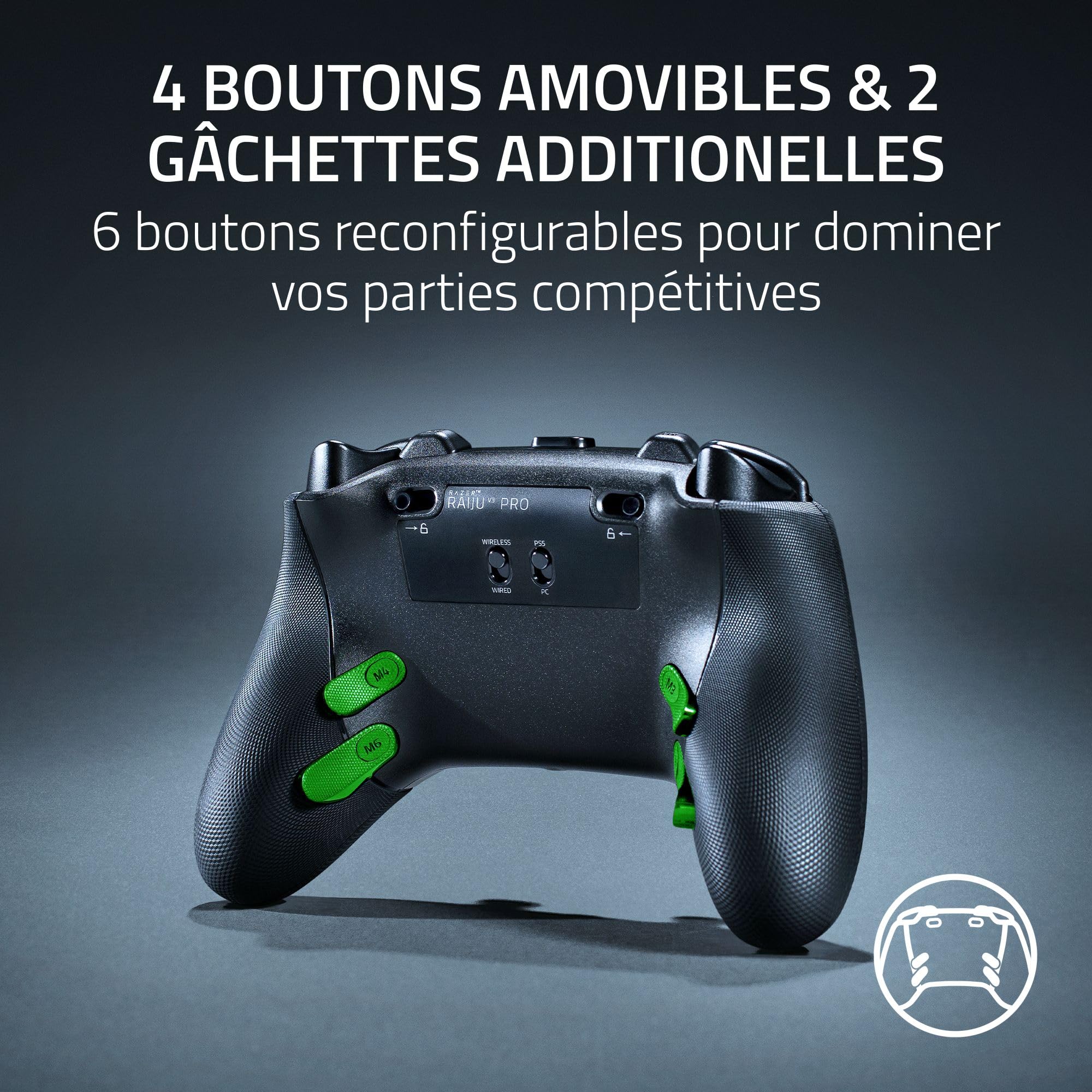 razer-raiju-v3-pro-manette-sans-fil-e-sport-pour-ps5-et-pc-4-boutons-arri-re-amo image 3