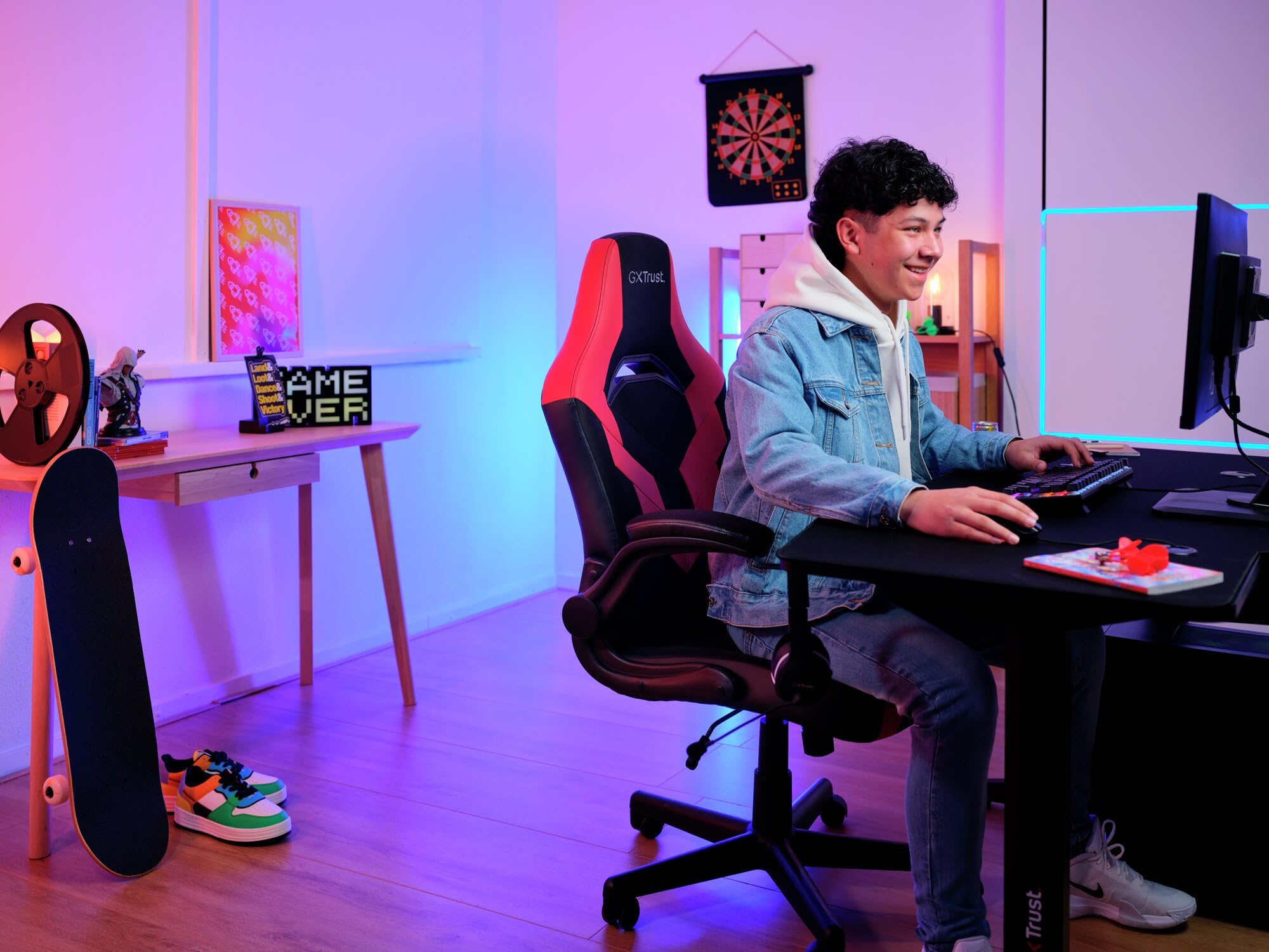 trust-gxt-yezz-chaise-gaming-r-glable-avec-accoudoirs-rembourr-s-repliables-tiss image 2