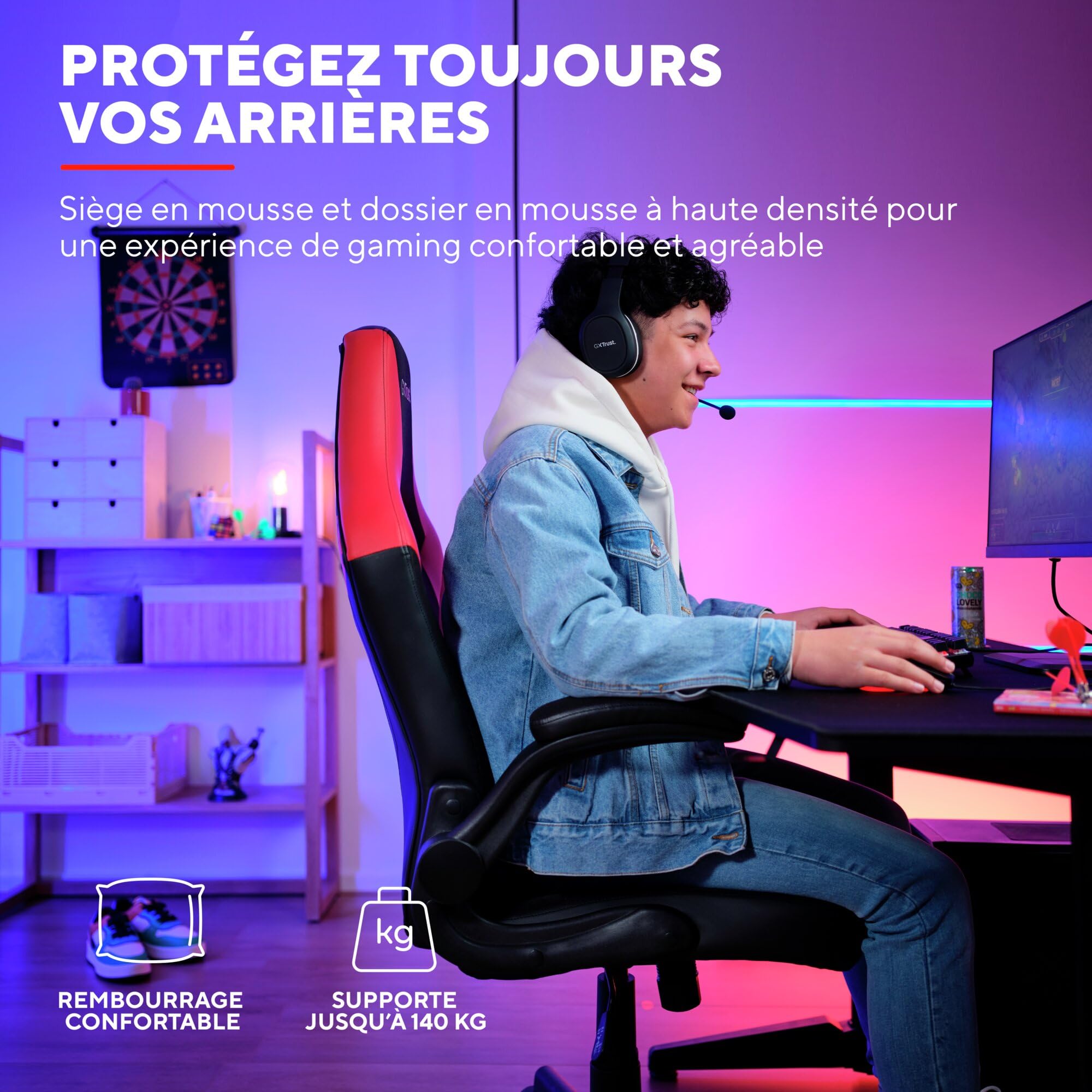 trust-gxt-yezz-chaise-gaming-r-glable-avec-accoudoirs-rembourr-s-repliables-tiss image 4