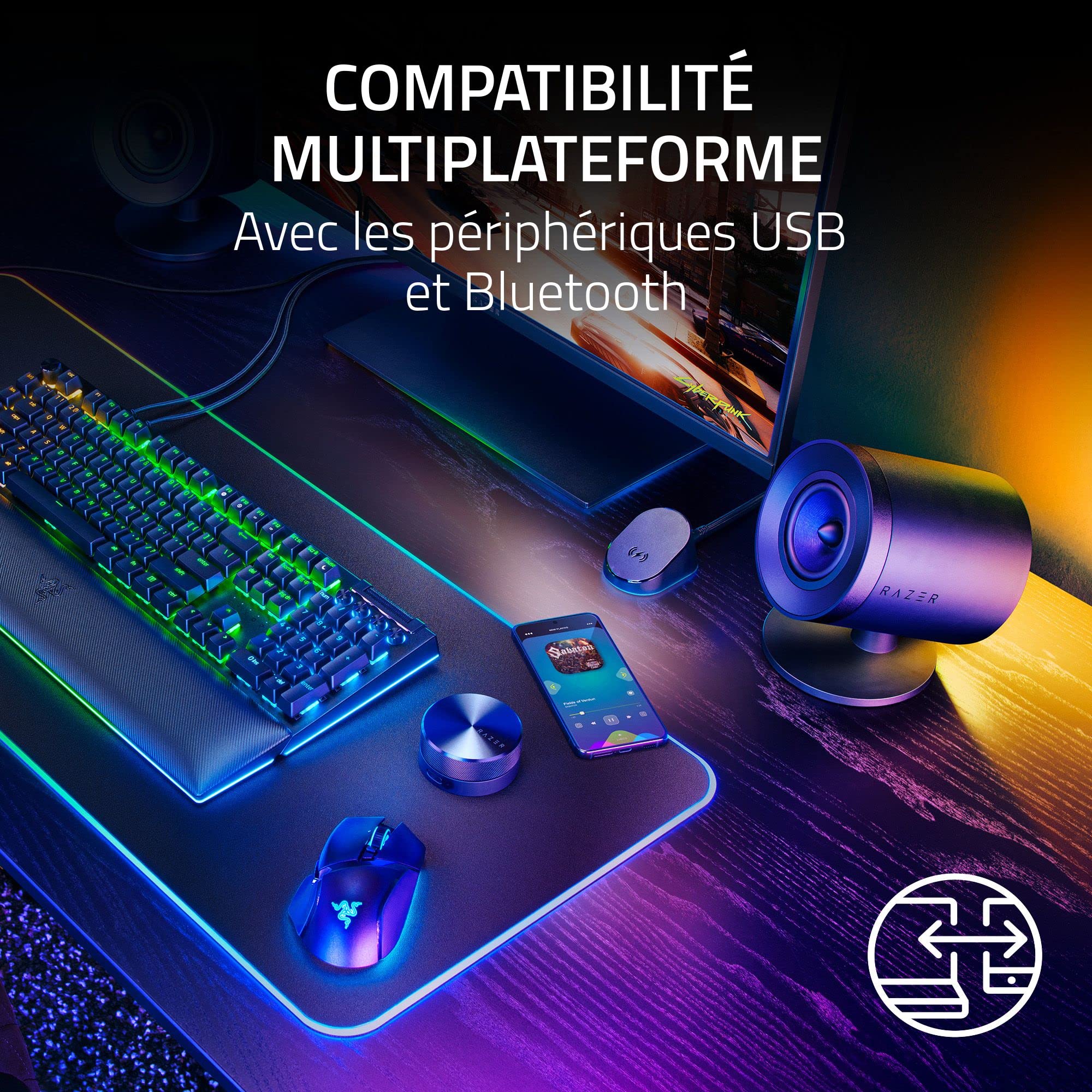 razer-nommo-v2-pro-syst-me-d-enceintes-gaming-2-1-avec-caisson-de-basses-sans-fi image 7